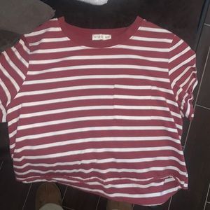 orrin on stripped cropped t shirt